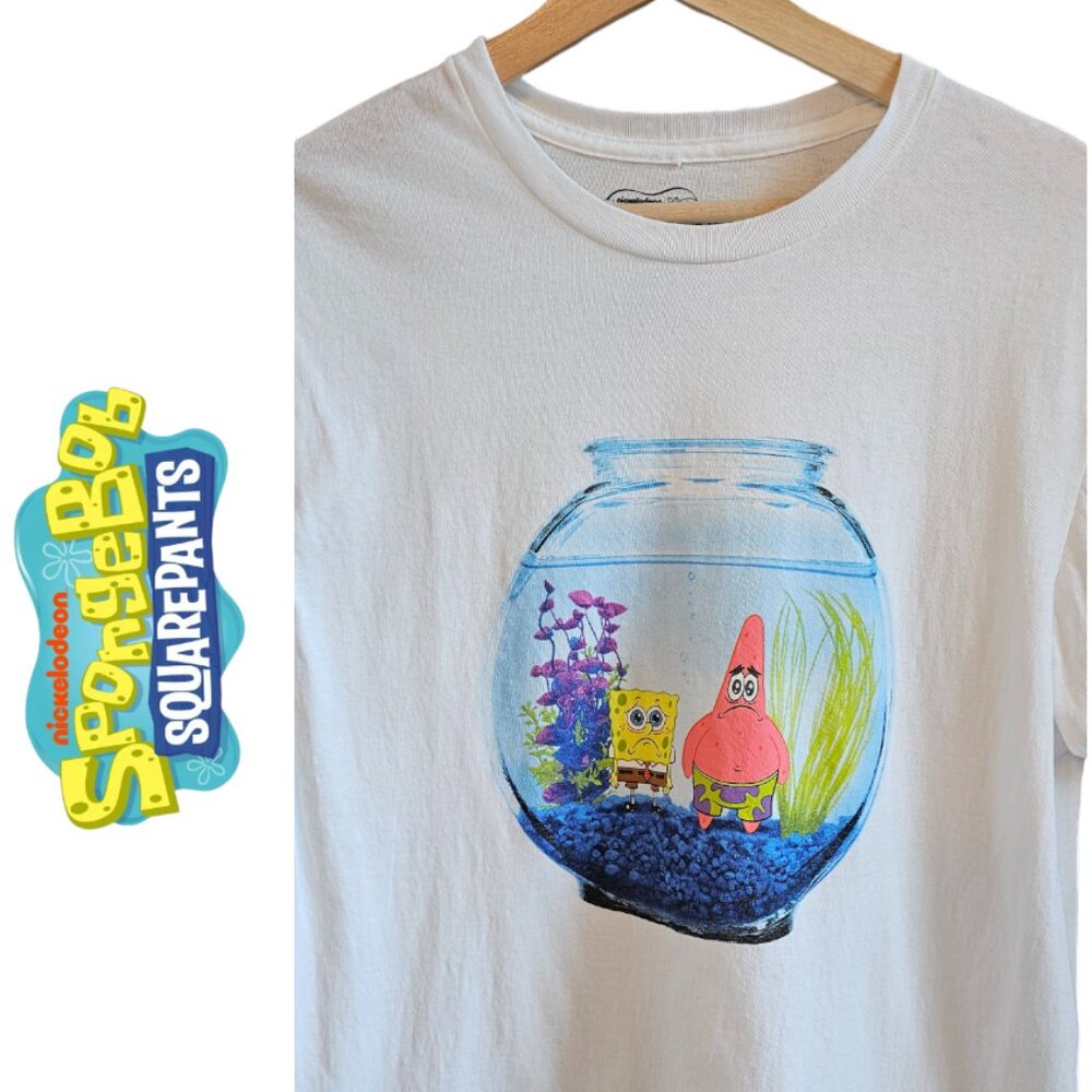 L Spongebob Squarepants Unisex T Shirt White Short Sleeve